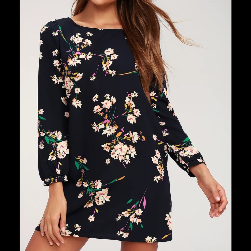 Navy Floral Shift Dress
